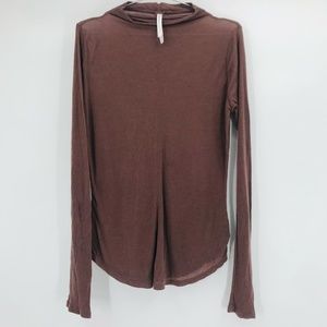 The Group Babaton Long Sleeve Ribbed Mock Neck Brown Size Large